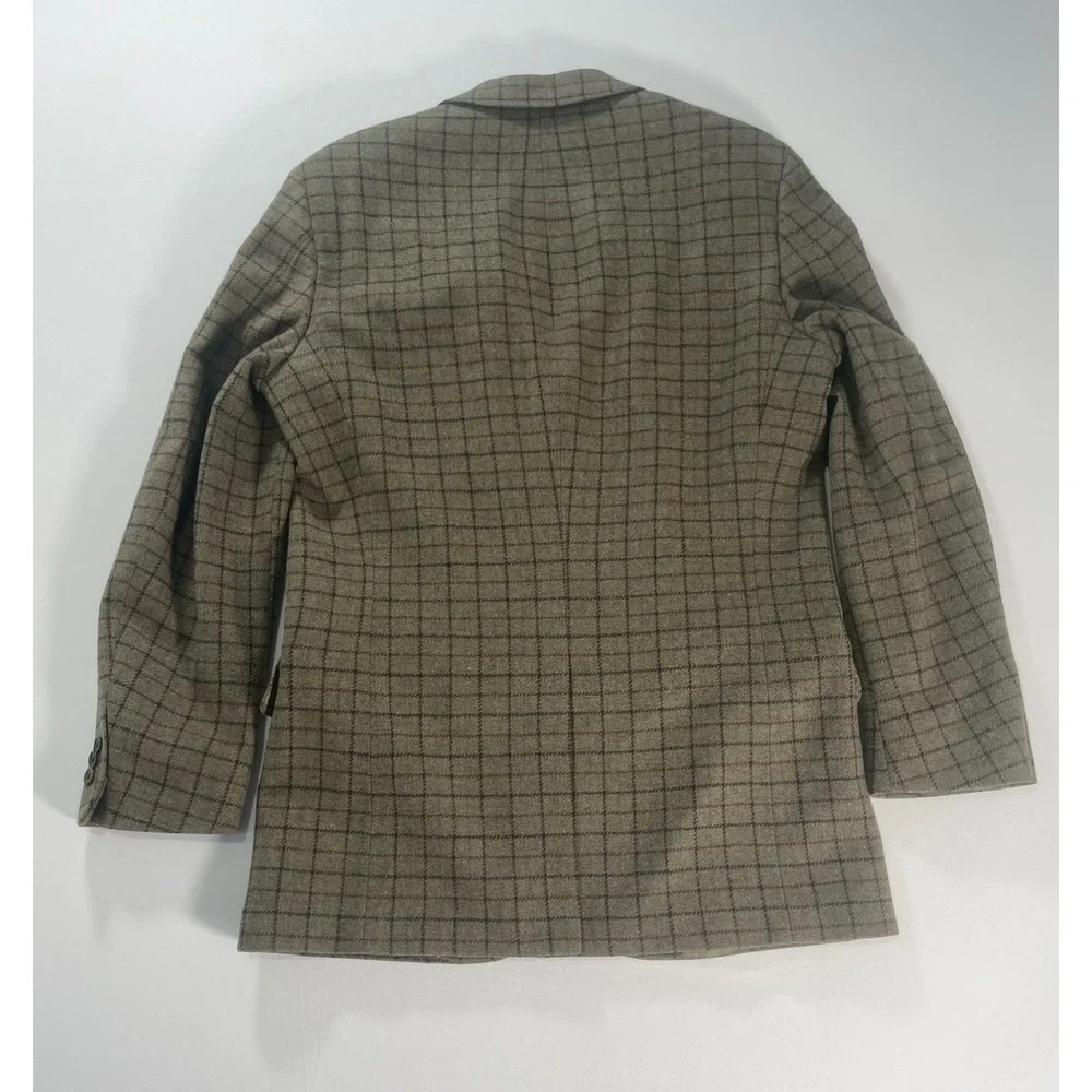 J‎ Crew Plaid Blazer Mens 40L Wool Sport Coat Green Oarsman Preppy Academia